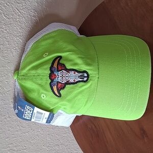 Houston Livestock Show and Rodeo Skull hat cap NWT adjustable lime and white